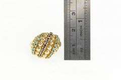 14K Yellow Gold 1960's Domed Turquoise Sapphire Striped Ring