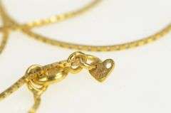 14K Yellow Gold 0.7mm Square Chain Vintage Box Link Necklace