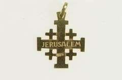 14K Yellow Gold Jerusalem Cross Traditional Faith Symbol Charm/Pendant