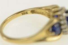 10K Yellow Gold Syn. Marquise Sapphire Diamond Halo Statement Ring
