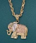 14K TRICOLOR ELEPHANT CHARM NECKLACE