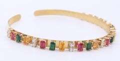 Wonderful Yellow Gold Multi Color Cubic Zirconia Collar