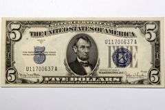 1934 D Faces Unc $5 Silver Certificate