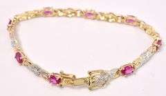 Vermeil Pink Gemstone Bracelet In Sterling Silver