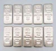 100.00 OZ .999 SILVER GROUP LOT! 10x SILVER 10 OZ BARS- INVESTMENT OPPERTUNITY