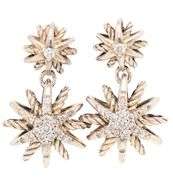 David Yurman Diamond Starburst Double Drop Earrings in Sterling