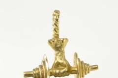 14K Yellow Gold 3D Dumbbell Weight Work Out Strength Charm/Pendant