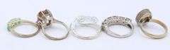 Sterling Silver Mixed Gemstone Ring Lot