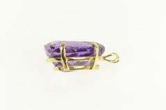 14K Yellow Gold Pear Amethyst Vintage Classic Statement Pendant