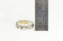 14K White Gold 5.9mm Vine Leaf Pattern Wedding Band Ring