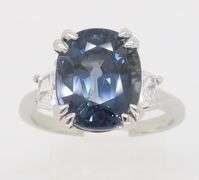 GIA Certified Natural Color Change Blue Sapphire & Diamond Ring