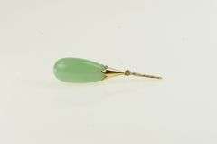 14K Yellow Gold Aventurine Tear Drop Chinese Motif Charm/Pendant