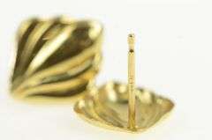 14K Yellow Gold Puffy Scalloped Abstract Curvy Stud Earrings