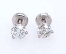 1.55ctw Round Diamond Solitaire Stud Earrings in 14K
