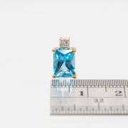 Solid10 Kt Gold Natural Swiss Blue Topaz Pendant