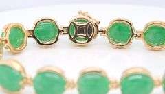 Fabulous Yellow Gold Green Jade Link Bracelet