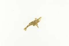 14K Yellow Gold 3D Dolphin Porpoise Animal Diamond Cut Charm/Pendant
