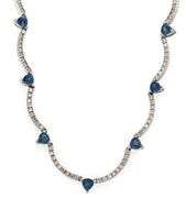 4.00ctw Trillion Cut Sapphire and 0.50ctw Diamond Link Necklace in 14K