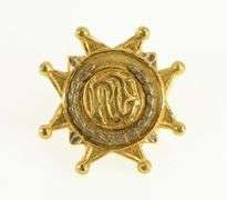 14K Yellow Gold R O C Monogram Ornate Vintage Lapel Pin/Brooch