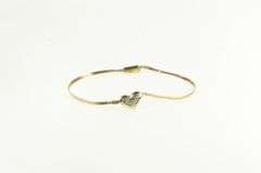 14K Yellow Gold Diamond Inset Vintage Heart Love Symbol Bracelet