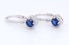 Sterling Silver Blue Stone Drop Earrings