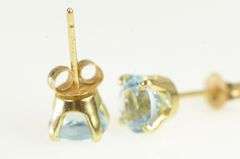 14K Yellow Gold Round Blue Topaz Vintage Solitaire Stud Earrings
