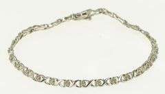 10K White Gold Hugs & Kisses XO Link Diamond Tennis Bracelet