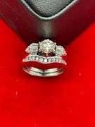 CERTIFIED 14K WHITE GOLD AND DIAMOND WEDDING SET