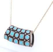 Vintage Italian Sterling Silver Turquoise Slidder Pendant on Chain