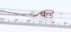 Pink Topaz Pendant on Figaro Chain Neckalce