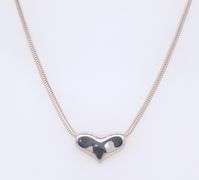 925 Sterling Silver Heart Shaped Pendant on Popcorn Chain