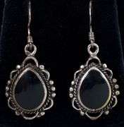 Black Onyx Dangle Earrings In Sterling Silver