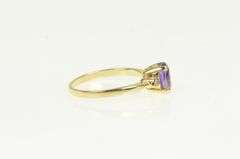 14K Yellow Gold Oval Amethyst Diamond Accent Statement Ring