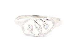 10K White Gold Diamond Interlocked Hearts Love Promise Ring