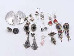 Group Lot of Vintage 925 Sterling Silver Earrings