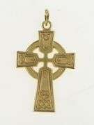 14K Yellow Gold Celtic Cross Ornate Faith Symbol Pendant