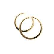 14K Yellow Gold 28.4mm Clip On Hammered Statement Hoop Earrings