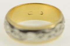 14K Yellow Gold 6.1mm Heart Star Scroll Pattern Vintage Band Ring