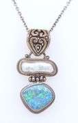 Vintage 925 Sterling Silver Pearl and Opal Pendant on Chain Necklace