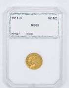 MS63 1911-D $2.50 Indian Head Gold Quarter Eagle - Graded PCI
