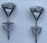 LUXURIOUS AND ELEGANT 14K WHITE GOLD LAB GROWN DIAMOND STUD EARRINGS