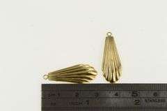 14K Yellow Gold Grooved Scalloped Stud Enhancer Dangle Earrings