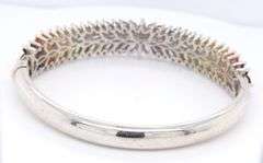 925 Sterling Silver Multi Color Cubic ZirconiaFlower Style Bangle