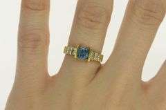 18K Yellow Gold Blue Topaz Diamond Striped Statement Ring
