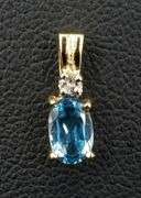 Solid 14 Kt Gold Diamond and Sky Blue Topaz Set