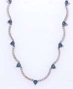 4.00ctw Trillion Cut Sapphire and 0.50ctw Diamond Link Necklace in 14K