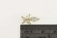 14K Yellow Gold Marquise CZ Butterfly Flower Drop Pendant