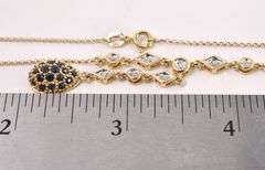 Luminescent Blue Sapphire and Diamond Necklace In 14K Yellow Gold