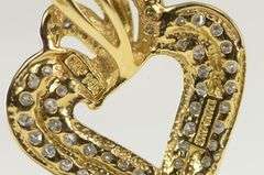 14K Yellow Gold Diamond Encrusted Classic Curvy Heart Pendant