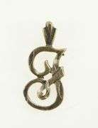 14K Yellow Gold F Cursive Initial Monogram Name Letter Charm/Pendant